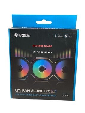 Lian Li Reverse Blade Uni Fan SL-INF 120 Daisy-Chain ARGB Fan Black New Sealed